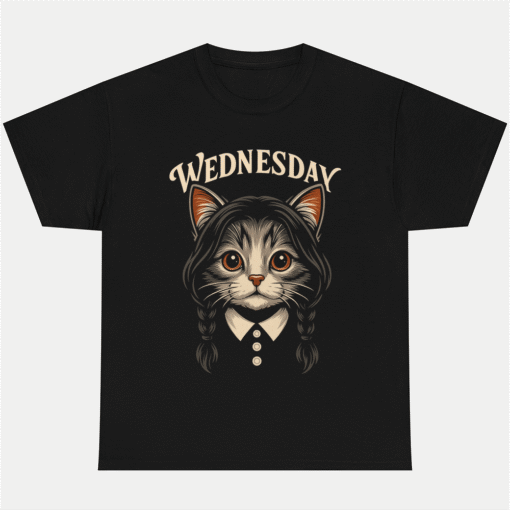 Wednesday Kitty Addams T-shirt Family Cat